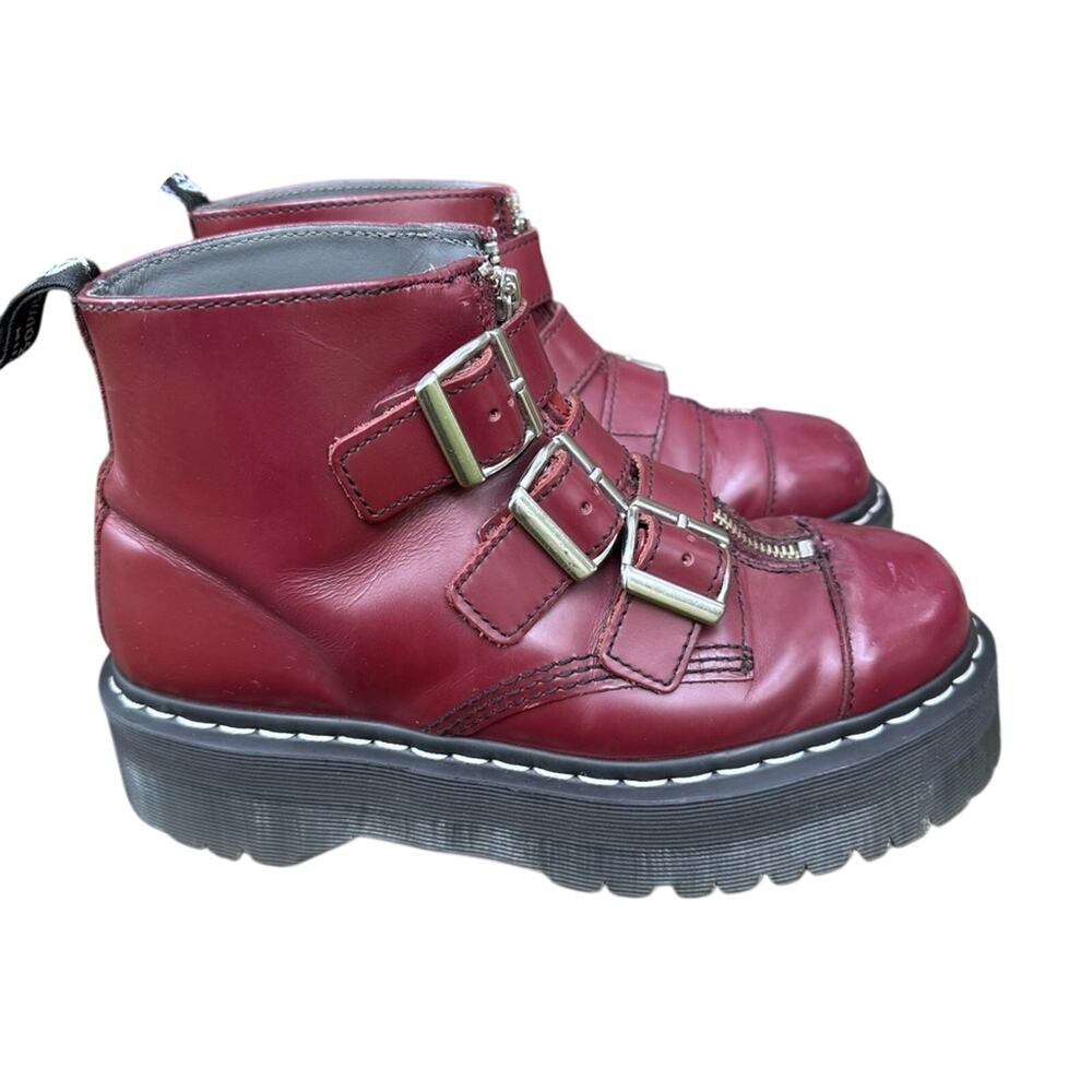 Dr Martens Aggyness Aggy Strap Cherry Red Women's Size 8 US / 6 UK *Broken Zip*